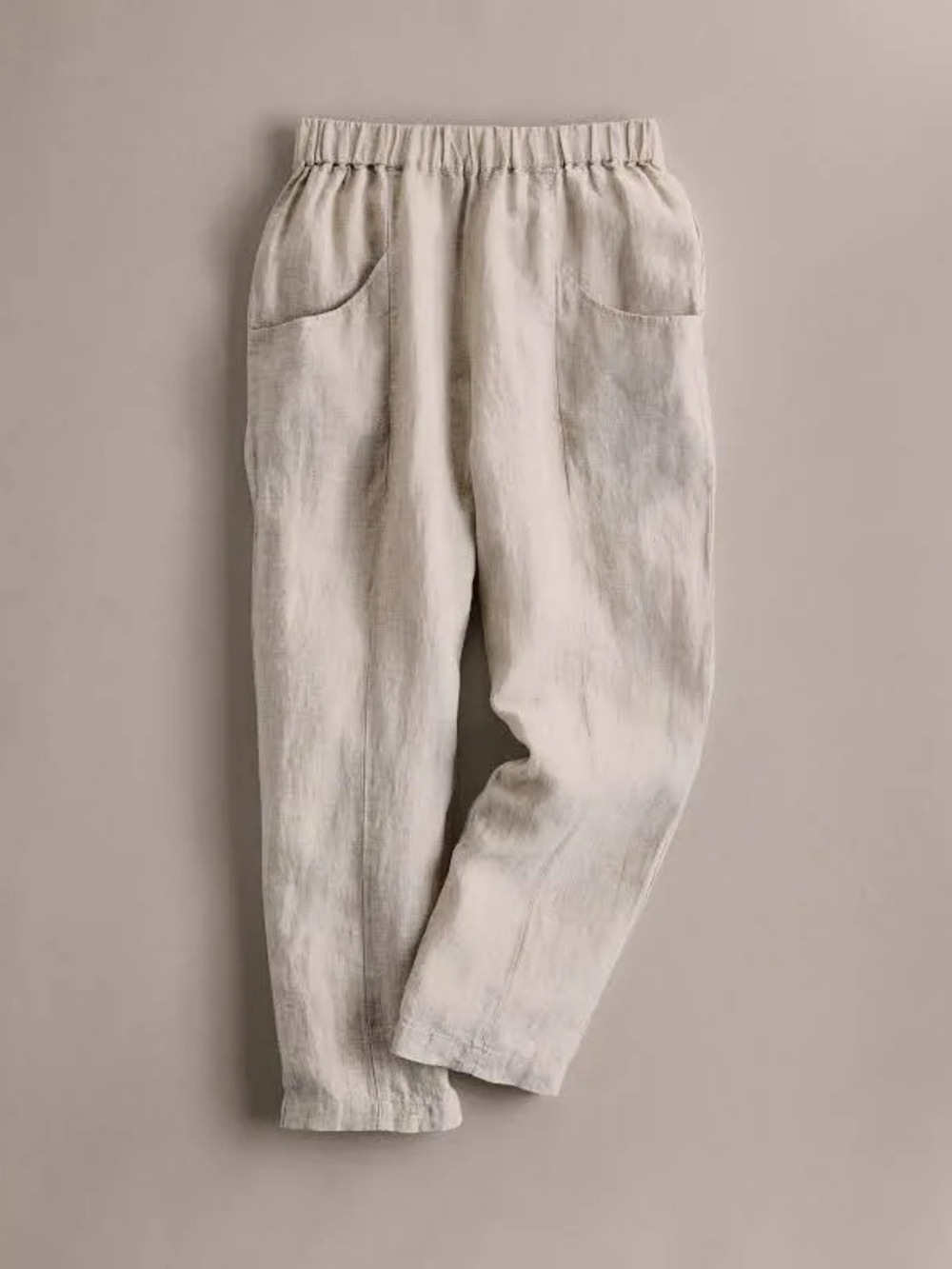Quince Natural Beige Linen-Blend Elastic Waist Pants New Size Large.